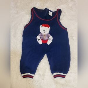 Vintage Baby Onesie Teddy Bear Embroidery Size 3/6m